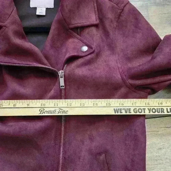 OLD NAVY medium faux suede  moto jacket, purple - Picture 4 of 14